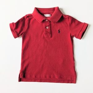 Ralph Lauren Toddler Red Polo Short Sleeve 2-Button Up Jersey Knit Shirt